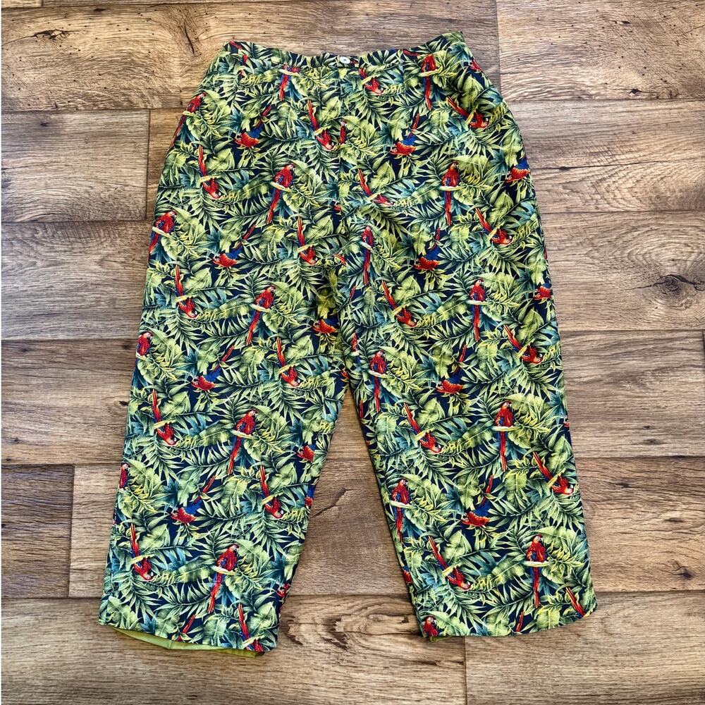 Vintage Harve Benard 100% Silk Tropical High Waisted Capri Pants